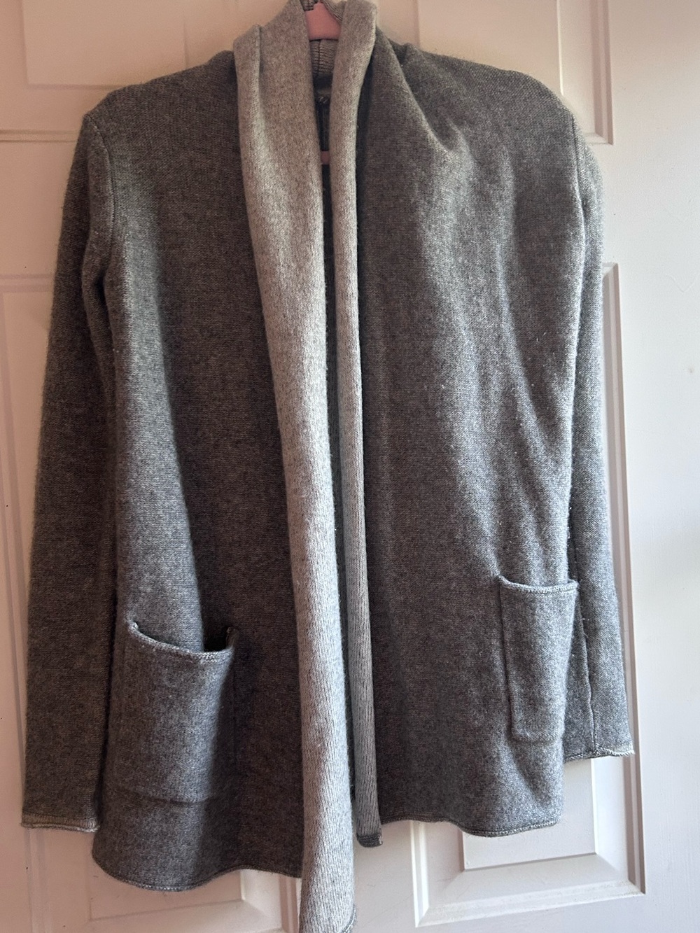 Babaton Gray Wool Cashmere Long Open Cardigan Sweater Pockets - Picture 6 of 16